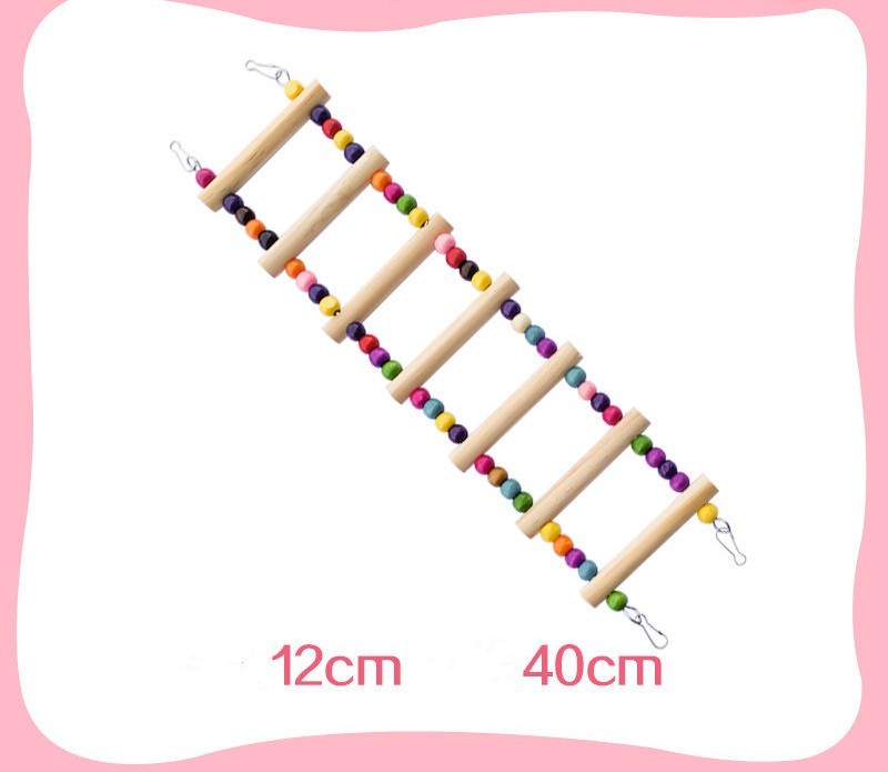 HKM-758163 Bird and Hamster Climbing Ladder Set with Swing, Sling Ring, and Climbing Rope