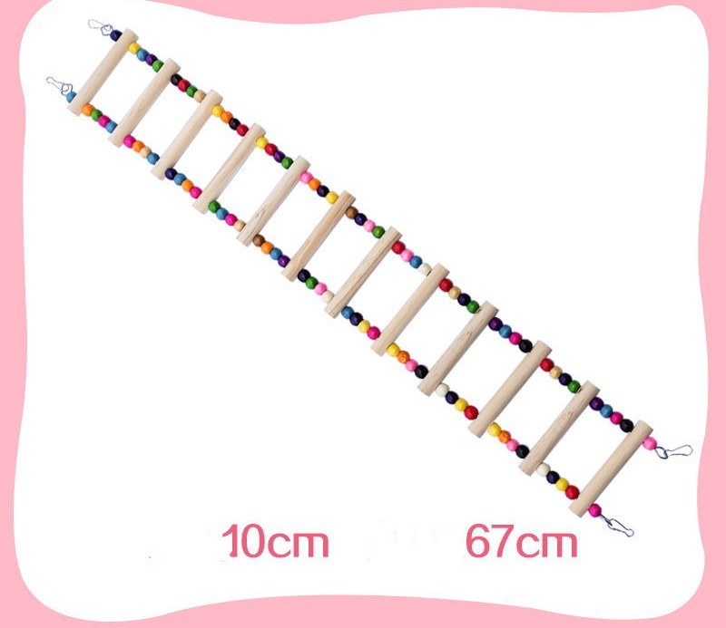 HKM-758163 Bird and Hamster Climbing Ladder Set with Swing, Sling Ring, and Climbing Rope