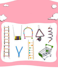 HKM-758163 Bird and Hamster Climbing Ladder Set with Swing, Sling Ring, and Climbing Rope