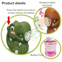 HKM-758163 Electric Dinosaur Bubble Blower - Fun Outdoor Toy for Kids 5 Years & Up