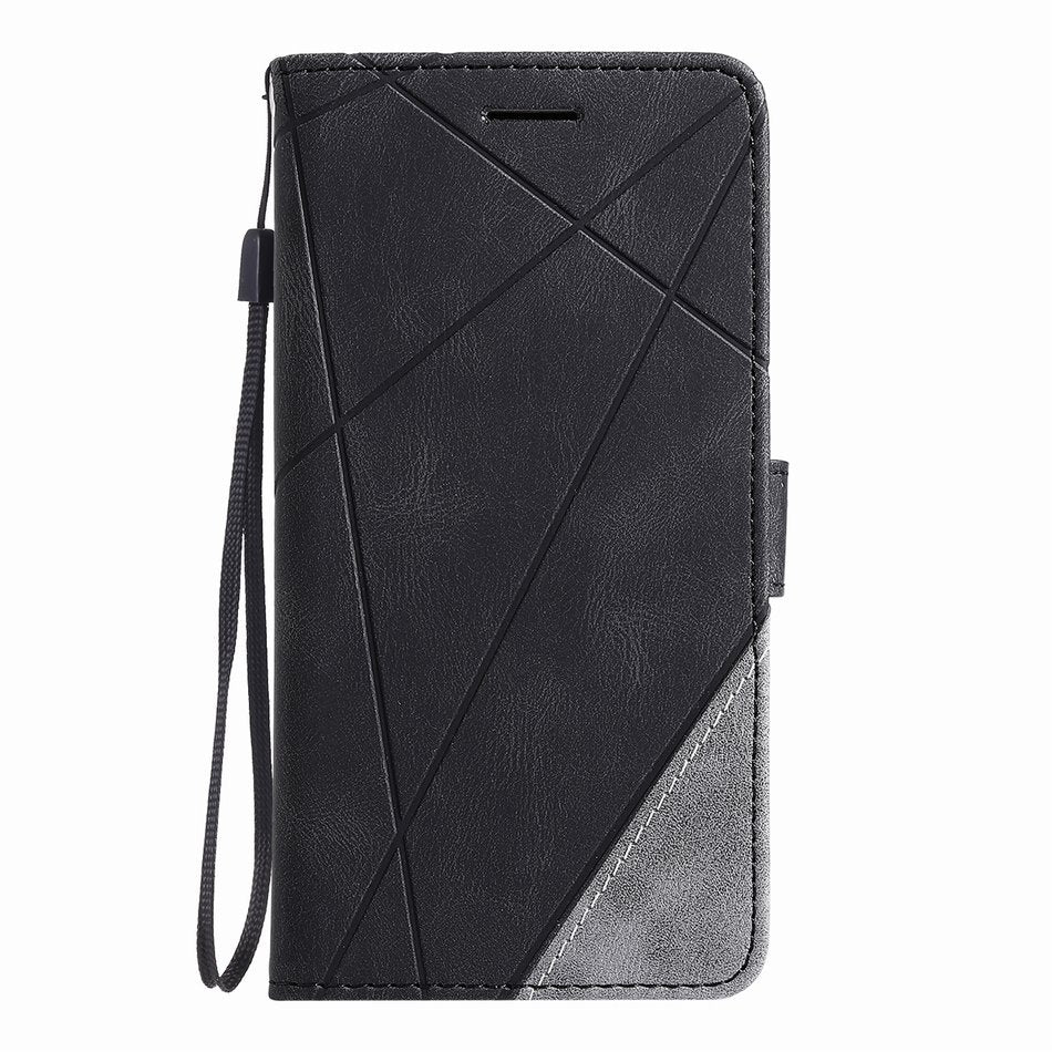 HKM-758163 Splicing Mobile Phone Holster - Imitation Leather Protective Cover for Xiaomi Note 9S