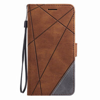 HKM-758163 Splicing Mobile Phone Holster - Imitation Leather Protective Cover for Xiaomi Note 9S