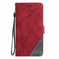 HKM-758163 Splicing Mobile Phone Holster - Imitation Leather Protective Cover for Xiaomi Note 9S