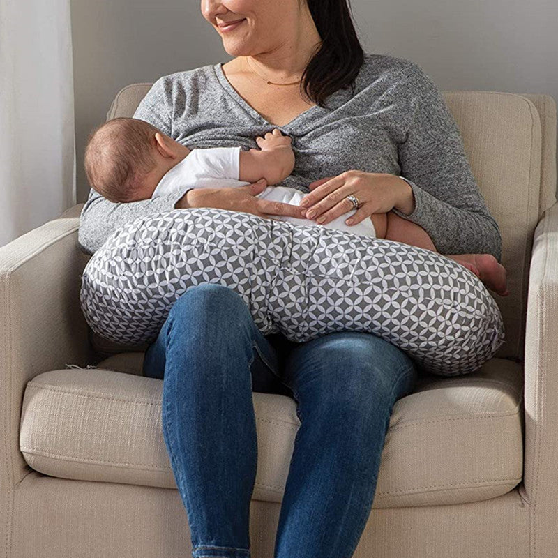 HKM-758227 U-Shaped Baby Feeding Pillow with Detachable Cover in Fun Prints and Colors