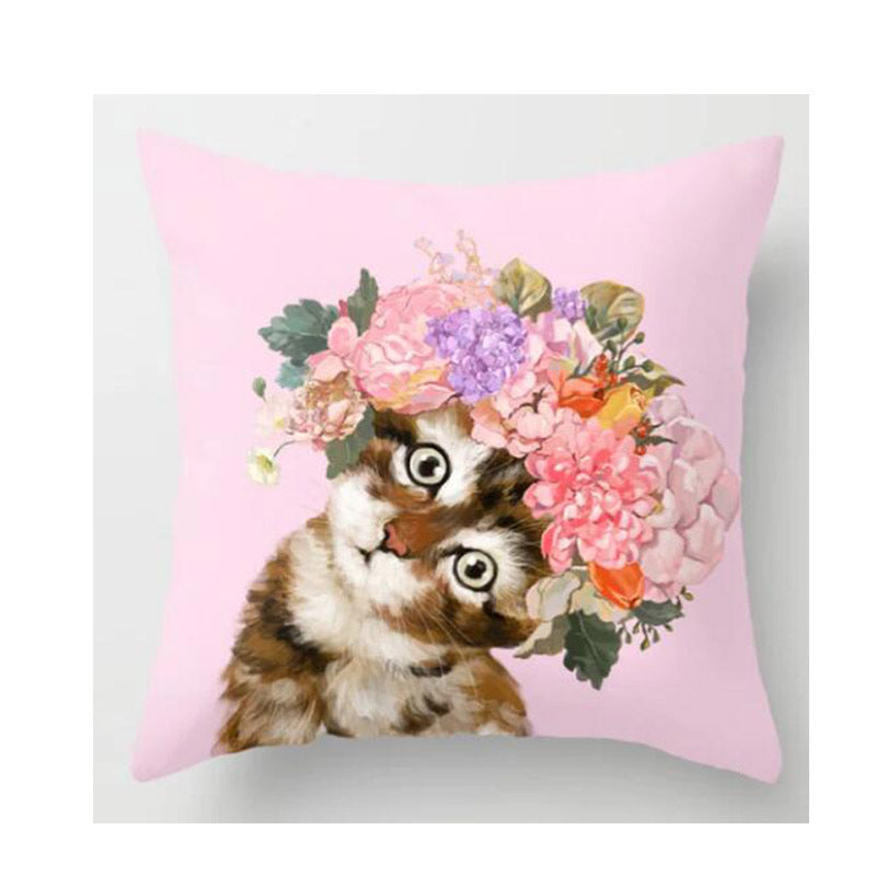 HKM-758291 Cute Animal Pillow Cover - 45cm x 45cm Digital Print Front with Plain Back