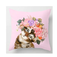 HKM-758291 Cute Animal Pillow Cover - 45cm x 45cm Digital Print Front with Plain Back