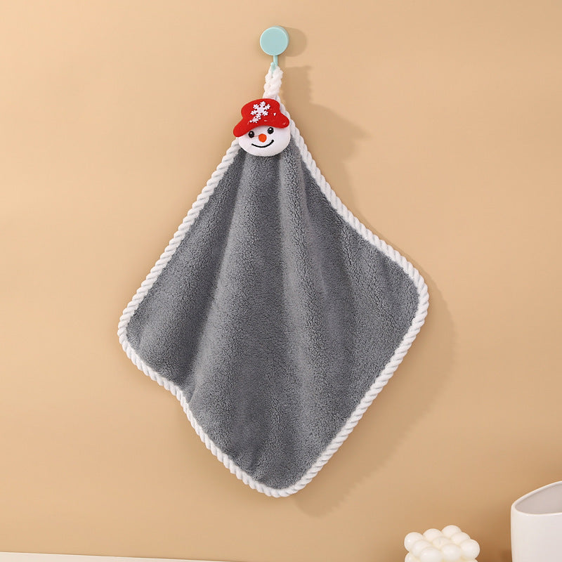 HKM-758355 Coral Velvet Hand Towels for Cozy Holiday Decor, 30 x 30 cm, Soft and Absorbent