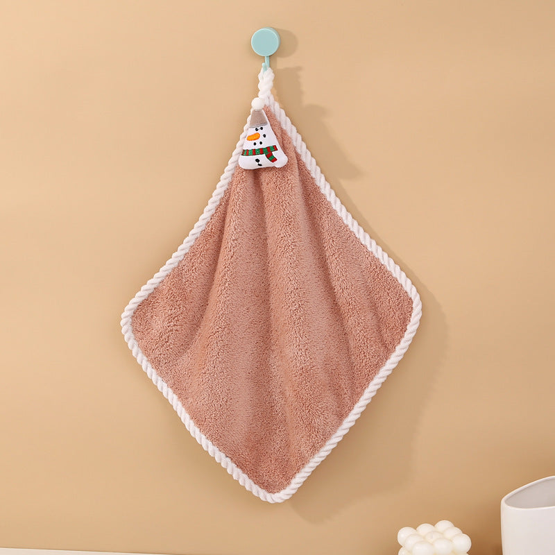 HKM-758355 Coral Velvet Hand Towels for Cozy Holiday Decor, 30 x 30 cm, Soft and Absorbent