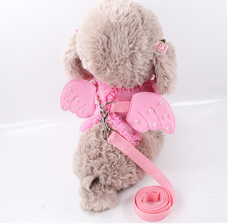 HKM-758419 Adjustable Pink Chest Harness with Traction Belt for Pets