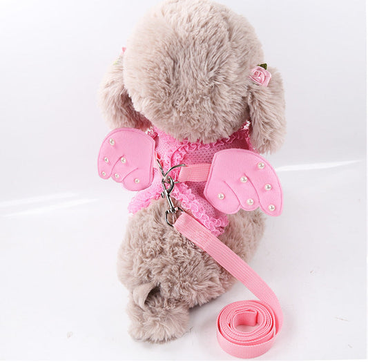 HKM-758419 Adjustable Pink Chest Harness with Traction Belt for Pets