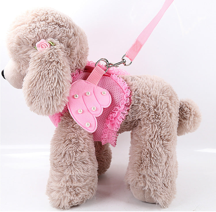 HKM-758419 Adjustable Pink Chest Harness with Traction Belt for Pets