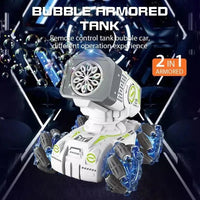 HKM-758483 2.4G Bubble Machine Stunt Remote Control Tank Car for Kids - Light and Music Features, Electric Operated, Fun Indoor and Outdoor Toy
