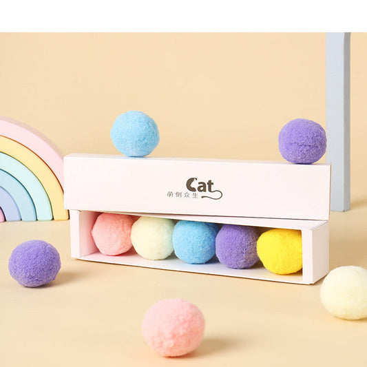 HKM-758675 Funny Cat High Elastic Color Plush Ball Gift Box