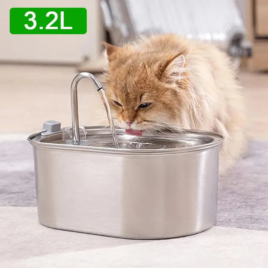 KTX-758675 Stainless Steel Pet Water Fountain with Quiet Pump for Cats and Puppies