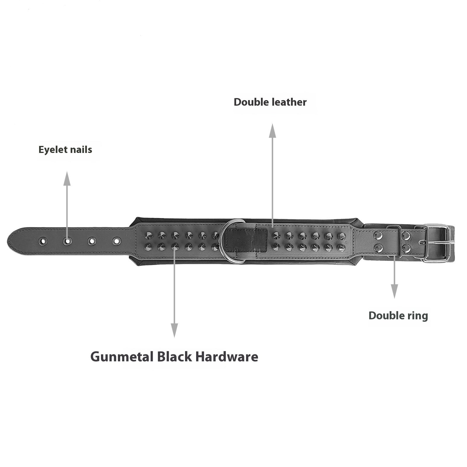 HKM-758739 Stylish Leather Dog Collar with Rivets - Multiple Colors Available