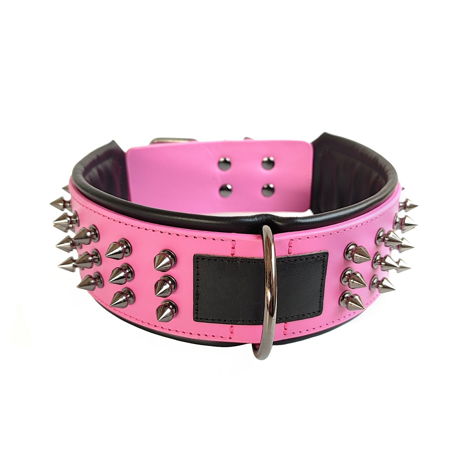 HKM-758739 Stylish Leather Dog Collar with Rivets - Multiple Colors Available