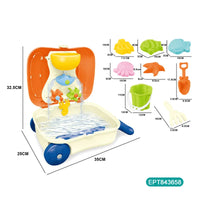 HKM-758867 9PCS Kids Beach Trolley Toy Set with Water Trolley and Accessories, Suitable for Ages 2-7