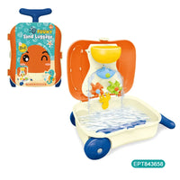 HKM-758867 9PCS Kids Beach Trolley Toy Set with Water Trolley and Accessories, Suitable for Ages 2-7