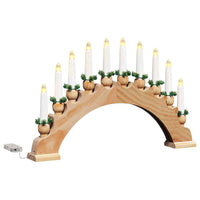 HKM-758867 Christmas Candle Arch with 10 Warm White LED Candles - Solid Pine Wood Decoration 47 x 5 x 29 cm