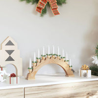 HKM-758867 Christmas Candle Arch with 10 Warm White LED Candles - Solid Pine Wood Decoration 47 x 5 x 29 cm