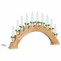 HKM-758867 Christmas Candle Arch with 10 Warm White LED Candles - Solid Pine Wood Decoration 47 x 5 x 29 cm