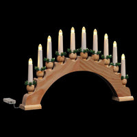 HKM-758867 Christmas Candle Arch with 10 Warm White LED Candles - Solid Pine Wood Decoration 47 x 5 x 29 cm