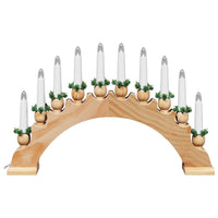 HKM-758867 Christmas Candle Arch with 10 Warm White LED Candles - Solid Pine Wood Decoration 47 x 5 x 29 cm