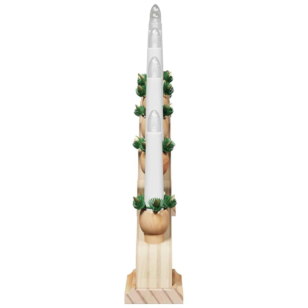 HKM-758867 Christmas Candle Arch with 10 Warm White LED Candles - Solid Pine Wood Decoration 47 x 5 x 29 cm