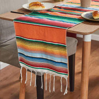 HKM-758995 Woven Cotton Tablecloth with Tassels - Versatile Beach Blanket, Picnic Mat & Home Decor