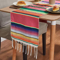 HKM-758995 Woven Cotton Tablecloth with Tassels - Versatile Beach Blanket, Picnic Mat & Home Decor