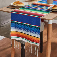 HKM-758995 Woven Cotton Tablecloth with Tassels - Versatile Beach Blanket, Picnic Mat & Home Decor