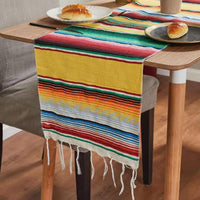 HKM-758995 Woven Cotton Tablecloth with Tassels - Versatile Beach Blanket, Picnic Mat & Home Decor