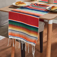 HKM-758995 Woven Cotton Tablecloth with Tassels - Versatile Beach Blanket, Picnic Mat & Home Decor