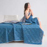 HKM-759059 Cool Silk Summer Quilt with Airable Cover - Modern Solid Color Options in Various Sizes