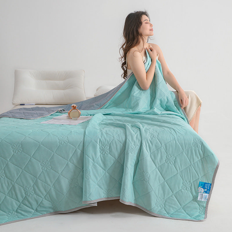 HKM-759059 Cool Silk Summer Quilt with Airable Cover - Modern Solid Color Options in Various Sizes