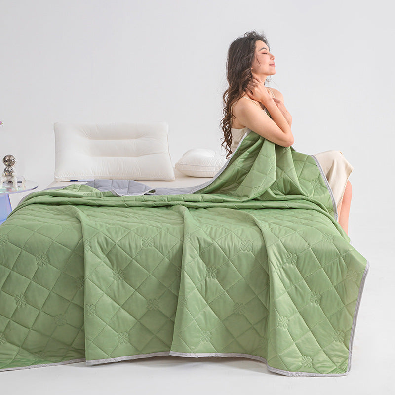 HKM-759059 Cool Silk Summer Quilt with Airable Cover - Modern Solid Color Options in Various Sizes