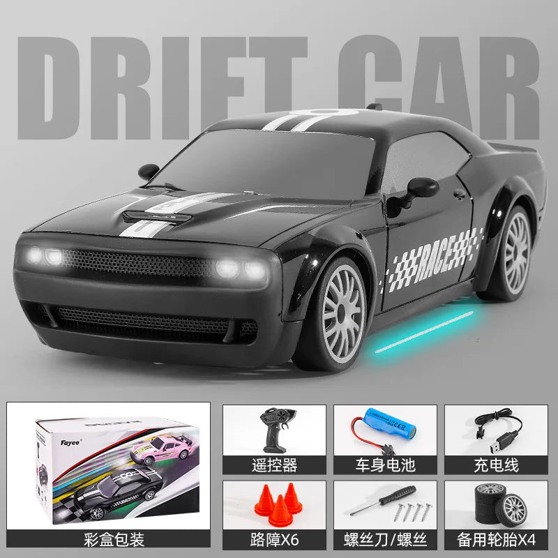 HKM-759059 High-Speed 2.4GHz Remote Control Drift Car 1/20 Scale 4WD with LED Lights - Ideal for Indoor and Outdoor Racing