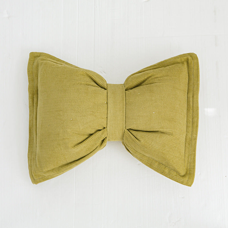 HKM-759187 Creative Bowknot Cotton Lumbar Pillow in Solid Colors – 30x50cm with Removable Core