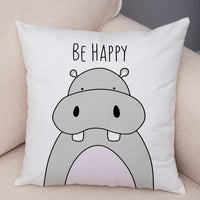 HKM-759379 Cute Cartoon Animal Print Linen Pillow Covers – Minimalist Design, 45x45CM