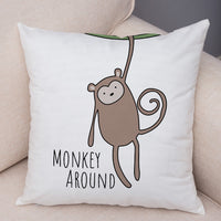 HKM-759379 Cute Cartoon Animal Print Linen Pillow Covers – Minimalist Design, 45x45CM