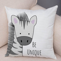 HKM-759379 Cute Cartoon Animal Print Linen Pillow Covers – Minimalist Design, 45x45CM
