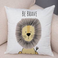 HKM-759379 Cute Cartoon Animal Print Linen Pillow Covers – Minimalist Design, 45x45CM