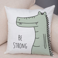 HKM-759379 Cute Cartoon Animal Print Linen Pillow Covers – Minimalist Design, 45x45CM