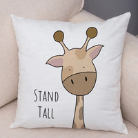 HKM-759379 Cute Cartoon Animal Print Linen Pillow Covers – Minimalist Design, 45x45CM
