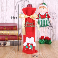 HKM-759507 Christmas Flannel Fabric Wine Gift Bag with Festive Stickers