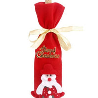 HKM-759507 Christmas Flannel Fabric Wine Gift Bag with Festive Stickers