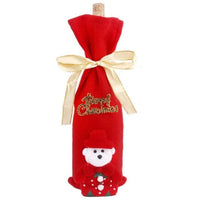 HKM-759507 Christmas Flannel Fabric Wine Gift Bag with Festive Stickers