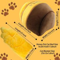 HKM-759763 Honey Pot Cat Cave Bed For Indoor Cats - Machine Washable Removable Cushion, Cozy Pet Nest With Thick Sponge, Christmas Gift For Cat Lovers, Small Breeds & Puppy Bed Accessories