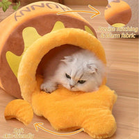 HKM-759763 Honey Pot Cat Cave Bed For Indoor Cats - Machine Washable Removable Cushion, Cozy Pet Nest With Thick Sponge, Christmas Gift For Cat Lovers, Small Breeds & Puppy Bed Accessories