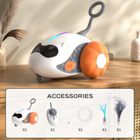HKM-759827 Interactive Cat Toys For Indoor Cats With Upgraded Rechargeable Joystick Remote Control Smart Automatic Moving Cat Toys With Kitten Toys For All Breeds Of Bored Cat Exercise-Blue